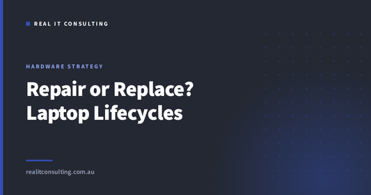 Real IT Consulting article cover: deciding whether to repair or replace a business laptop